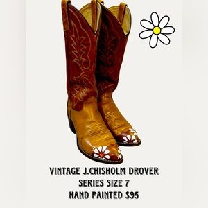 Gently used vintage cowboy boots.  Hand painted